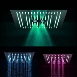 Lumières multifonctionnelles à LED Systèmes de douche à effet pluie de luxe Robinets de cascade de massage à tête dissimulée Jets de pulvérisation corporelle de 4 pouces pour ensemble de salle de bain