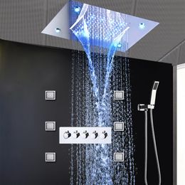 Systèmes de douche à effet pluie de luxe Pommeau de douche à LED dissimulé Robinets de cascade de massage Jets de pulvérisation pour le corps de 4 pouces pour ensemble de douche de salle de bain270e