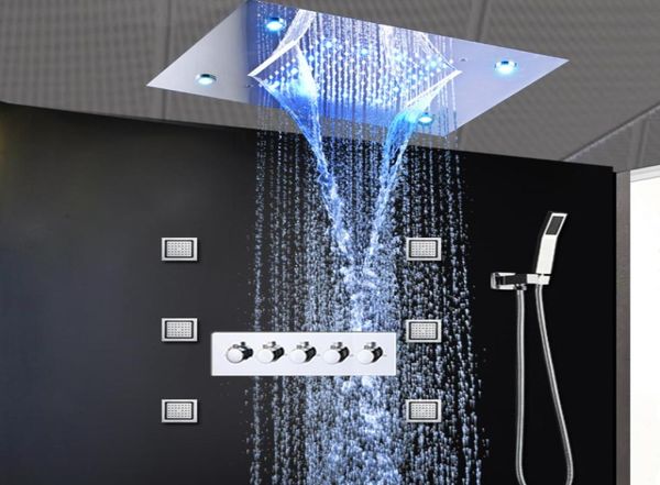 Sistemas de ducha de lluvia de lujo Cabezal de ducha LED oculto Grifos de cascada de masaje Chorros de pulverización corporal de 4 pulgadas para juego de ducha de baño 6137135
