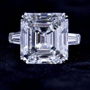 Luxury Real 925 Sterling Silver Asscher Cut 5CT Diamond Wedding Engagement Cocktail Women Rings Seis joyas finas de corte 342g