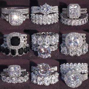 Luxe Real 925 Sterling Zilveren Ovale Princess Cut Wedding Ring Set Voor Vrouwen Engagement Band Sieraden Zirconia R4975 211204