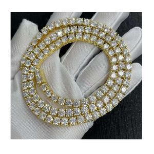 Luxe echte diamanten tennisketting sieraden 5 mm 22 inch gouden Moissanite tennisketting