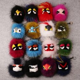 Porte-clés de luxe en fourrure véritable Accessoires Raton laveur Hibou Pendentif Petits monstres Sac Charm Holrder Pour Ornements De Voiture Fluffy Chains295w