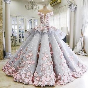 Luxe echte pos ball jurk trouwjurken zuhair murad ruches rok backless roze bloemen zie door bruidsjurken Vestido de 9166783