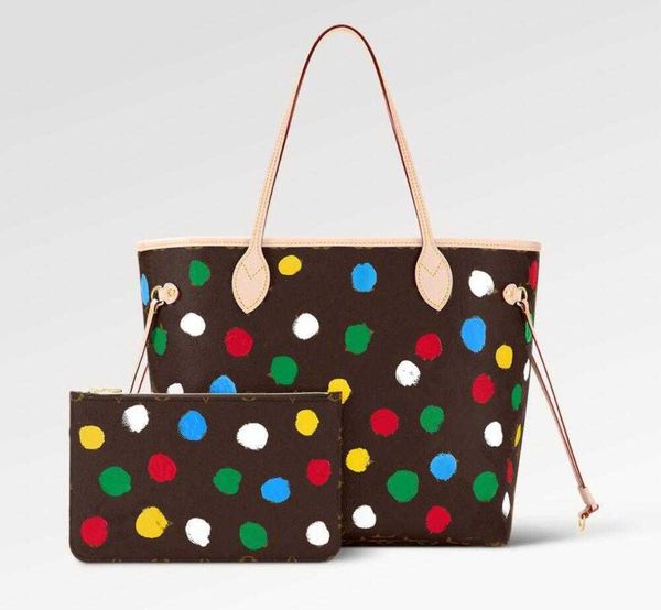 Luxury Realfine Bags YK Shopping MM Tote Momogran Canvas Designer 3D Painted Dots print Hombro Bolsos Monederos para mujeres con bolsa de polvo Alta calidad M46381