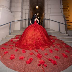Luxe Rode Quinceanera Jurken 2023 Baljurk Mexicaanse Maskerade Prom Dress 15 Verjaardagsfeestje Jassen Vestido De 15 Anos