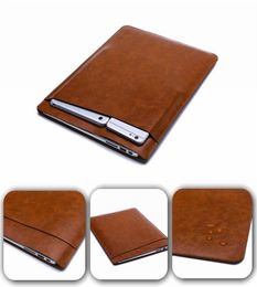 Luxe Retina Sleeve Case Dubbeltandzak met zak voor laptopzakken PU Leer Beschermingshoes voor MacBook Air 11 12 13 15 inch8925233