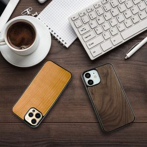 Étuis de téléphone en bois de couverture rétro de luxe pour IPhone 8 7 6 6s Plus X XS Max XR antichoc en bois TPU couvertures arrière étanches coque