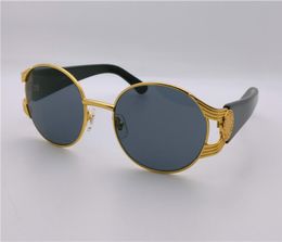 Luxury Retro Design Sunglasses Round Metal Crame Hollow Top Quality Quality Eyewear Antiuv Lens avec boîte d'origine VE 21342523126