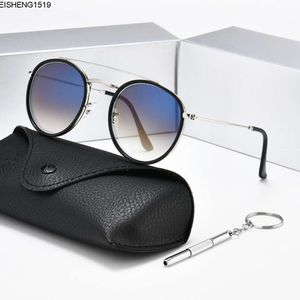 Luxury Retro Round Designer Sunglasses Polarisée Femmes Brand Design Mirror Lens Circle Cilter Sun Sungs Shades Cool