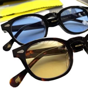 LUXUS Retro-Vintage Johnny Depp Sonnenbrille UV400 Sesa-Blau/Nachtsichtgelb Brille Unisex Italien Plank Cart Runde Vollrandbrille L M S für RX-Komplettset-Etuis