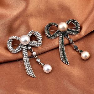 Broches de luxe avec nœud en strass pour femmes, grandes épingles en métal avec nœud papillon, Corsage pour fête de mariage, épingles à écharpe, accessoires de bijoux