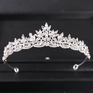 Couronne de mariée de ramine de luxe Tiara Silver plaqué cristal couronnes Banders Bande de mariage Accessoires de cheveux Bijoux Couronne