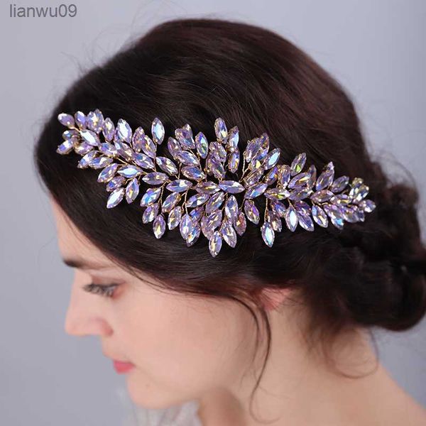 Tocado de novia de diamantes de imitación de lujo para mujer, diadema Fasahion, accesorios para el cabello de boda hechos a mano Vintage, tocado de dama de honor L230704