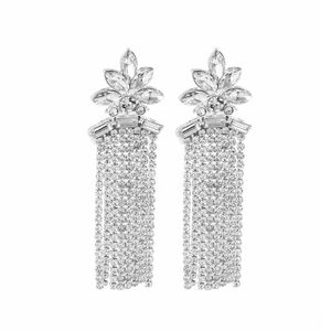 Luxe strass cristal long gland boucles d'oreilles pour les femmes mariée balancent boucles d'oreilles dames fête mariage bijoux cadeaux