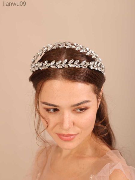 Luxe strass diamants couronne de mariée à la main mariées casque pour mariage bijoux de cheveux demoiselle d'honneur coiffure fête bal diadème L230704