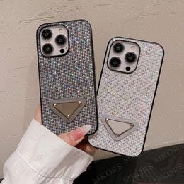 Luxe strass glitter mobiele telefoons plastic pc achteromslag voor iPhone 14 14Pro 13 13Pro 12 12Pro 11 Pro Max Shiney Case Triangle Design