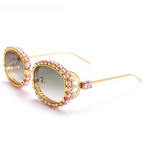 Gafas de sol de lujo con diseño hueco de diamantes de imitación de Metal para mujer, gafas de sol de moda de alta calidad con logotipo personalizado
