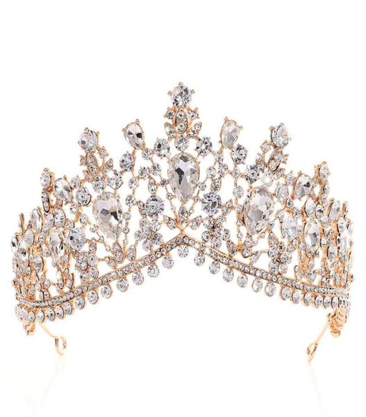Tiara de diamantes de imitación de lujo, coronas de cristal, accesorios para el cabello nupcial, tocados de boda, desfile de quinceañera, reina del baile de graduación, Tiara princesa Cr9949786