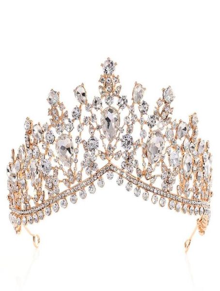 Luxury Rhinestone Tiara Crowns Crystal Accesorios para el cabello nupcial tocados de boda Quinceanera Prom Queen Tiara Princess CR1611416