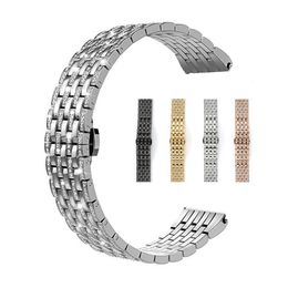 Correas de reloj de diamantes de imitación de lujo Correa de diamante Correa de relojes de mariposa de acero inoxidable para Apple Watch 44 42mm 40 38mm iWatch Series 6 SE 5 4 3 2 1