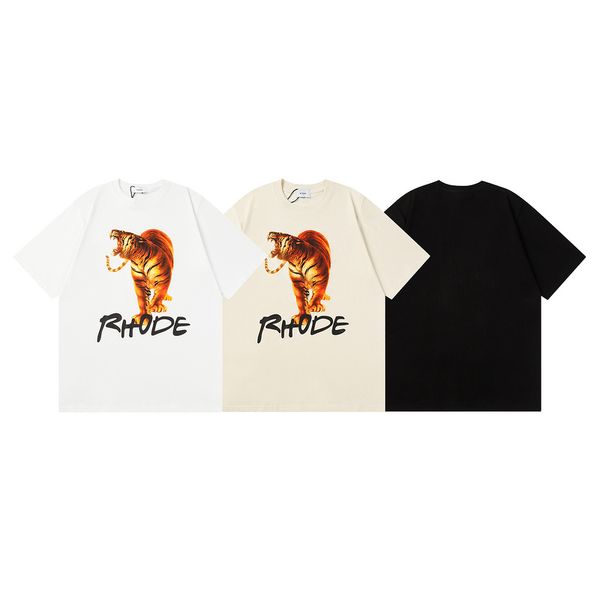 Luxury Rhude Mens Designer T-shirt Tiger Graphic Tee T-Shirts Men Femmes Unisexe T-shirt de mode lâche 100% Cotton Streetwear Loose Oversize S-XL