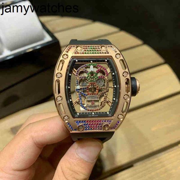Luxury Richardmill Watch Date Mens Mecánico Empresa Leisure RMS052 Caja de oro rosa automática Moda de movimiento suizo Movimiento de pulsera