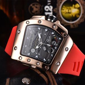 Montre de luxe Richardmill Montre pour hommes Quartz automatique Marque Bande de caoutchouc Mouvement d'affaires Transparent importé cristal miroir batterie FJDP