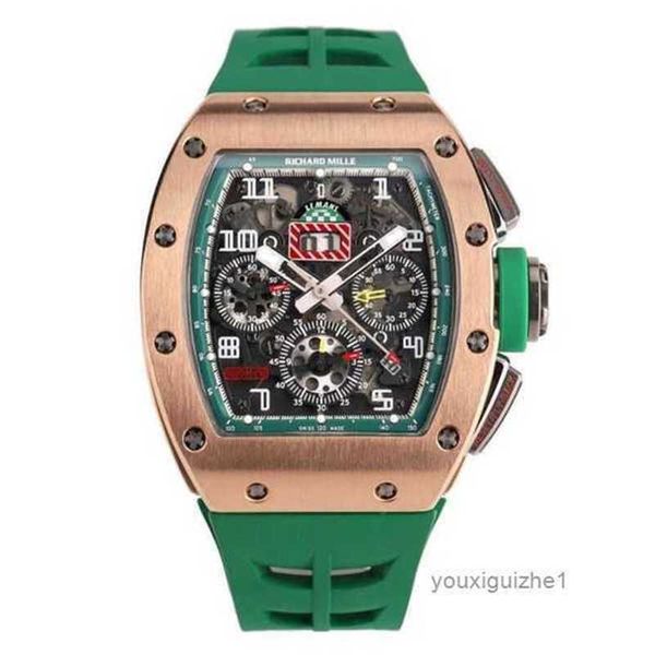 Reloj de lujo Richarmilles Gold Pilot Reloj de pulsera mecánico de titanio Rm011 Mans Edición limitada Rosa