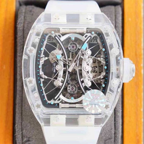 Luxe Richas Miers Montre Suisse ZF Usine Tourbillon Mouvement Automatique Affaires Loisirs Rm53-02 Machines Neige Verre Cas Tape Mill