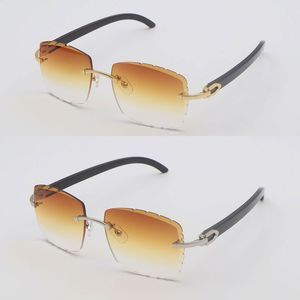 Luxe Randloze Zonnebril Heren Lentes de Sol Mujer Dames Designer Groot Vierkant Zwart Buffelhoorn Zonnebril Frames voor C Decoratie Diamond Cut Lens Zonnebril