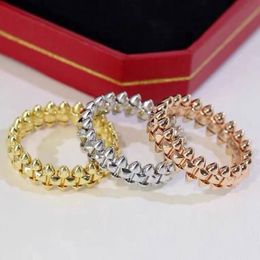Luxury ring botsing klinknagel ringen ontwerper voor dames sieraden 18k gouden titanium staal verloving liefde ring mannen bruiloft feest kerst verjaardag cadeau 5-10