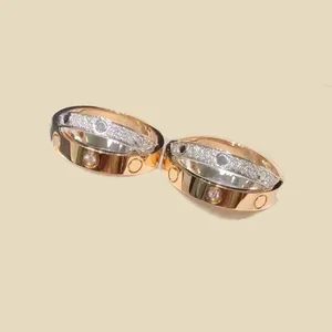 Luxe ringen ontwerper voor vrouwen vintage twotone patchwork crossover ring voor vrouw volledige strass vergulde gouden ring man topniveau cadeau zl199 B4