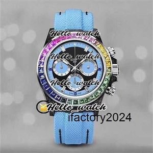 Reloj Rolaxs de lujo Movimiento automático Diseñador de fábrica limpio 116595 Cronógrafo de cuarzo para mujer Caja de carbono forjada negra interior Bisel de diamante arcoíris Nylon Le