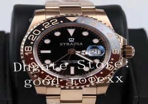 Luxury Rose Gold 904L Watch de acero GM GM Factory Automatic Eta 2836 Black Brown Bezel Cerachrom Men Chnr Master Pepsi Watches266h7613198