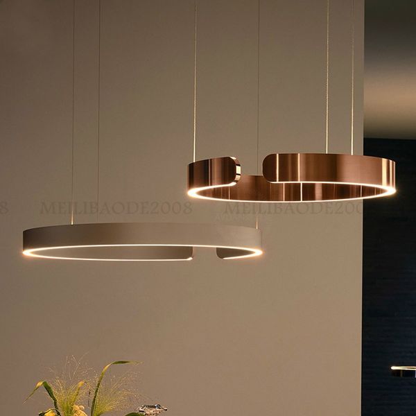 Luxe Or Rose Noir Blanc LED C Anneau Lampes Suspendues Lampe À Suspension Réplique Moderne Design Lustre Cercle Lampe À Suspension Luminaire