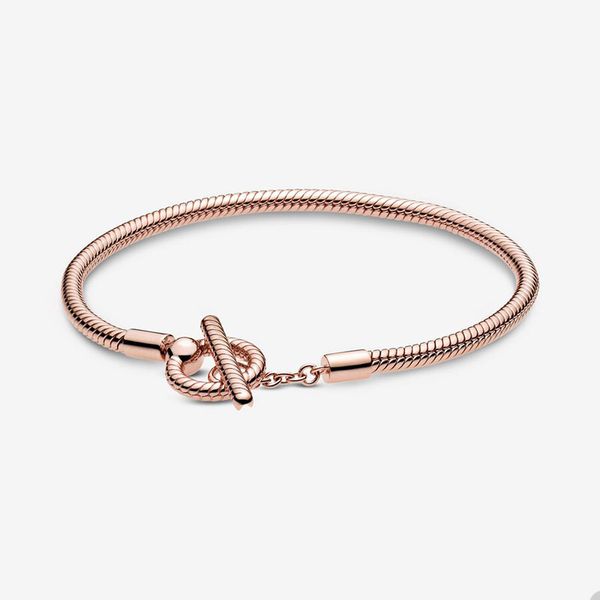 Bracelets à breloques en or rose de luxe pour Pandora Moments T-Bar Snake Chain Bracelet Set bijoux de créateur pour femmes Sisters Gift Party bracelet avec boîte d'origine