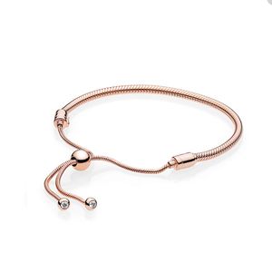 Bracelet coulissant en or rose de luxe pour Pandora 925 Sterling Silver Snake Chain Bracelets porte-bonheur bijoux de créateur pour femmes filles bracelet de fête avec boîte d'origine