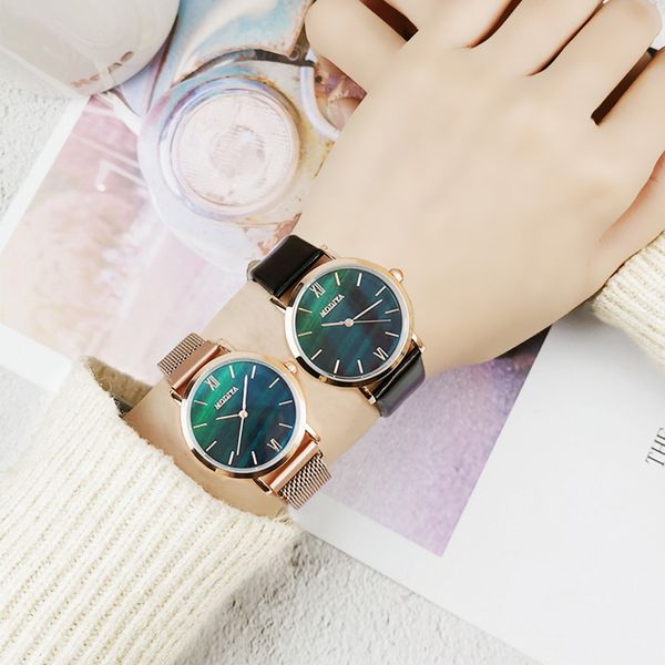 Montre de luxe en or Rose pour femmes, Bracelet, Top dames, horloge à Quartz décontractée, boucle magnétique, maille en alliage de cuir, montre-Bracelet pour femmes