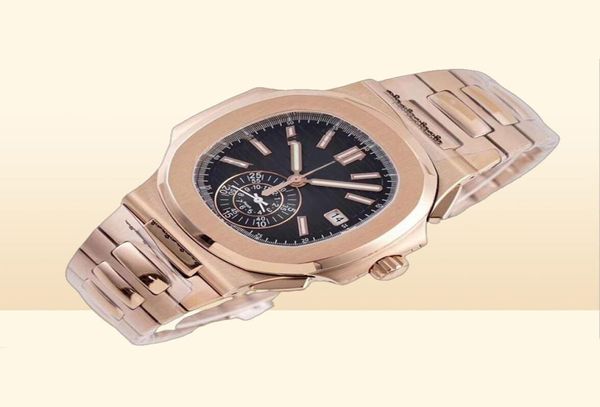 Luxury Rose Gold Watches Men039s Movimiento de cronógrafo automático Reloj Men Cal28520 Fecha de complicaciones 5980 ETA Sport Black Dia9183238
