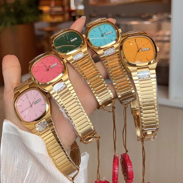 Montre de luxe en or rose pour femmes, marque supérieure de 36mm, montres-bracelets de styliste pour femmes, cadeau de saint-valentin, de noël, de fête des mères, bracelet en acier inoxydable