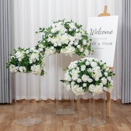 Luxe Rose Hydrangea Artificial Flower Kissing Ball Wedding Tafel Middelpunt Decor Bloem voor Party Stage Road Lead Window 2pc