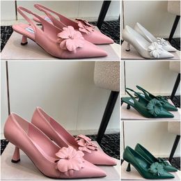 Luxe Rose Nappa Leather Sling Back Pumps met mode Amita Flowers 45 sandaal ontwerper Dames spike Slanke hoge hakken Jimmy Shoes choo