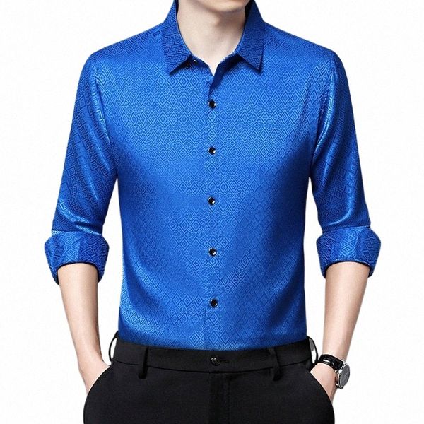 Luxe Royal Blue Gentleman Social Soie Chemises Pour La Fête De Mariage Claret Rouge Lisse Satin Stretch Vêtements Travail Blouse Grande Taille q6Su #
