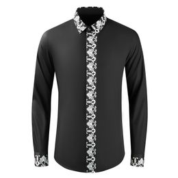 Luxe Royal imprimé chemises pour hommes à manches longues décontracté affaires robe formelle chemises fête sociale Streetwear Camisa Masculina 2023
