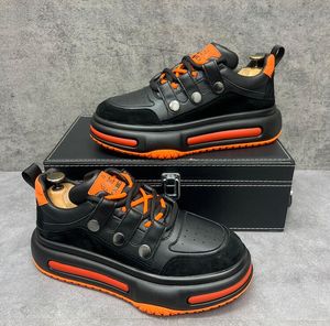 Zapatos de vestir de estilo real de lujo para hombre, mocasines de diseño de muffin americano con costuras de color, zapatillas informales con cordones de amortiguación para primavera y otoño