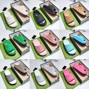 Pantoufles en caoutchouc de luxe glisser marque concepteur femmes dames plate-forme creuse sandales femmes glisser sandale lnterlocking G belle plage ensoleillée femme chaussures pantoufles