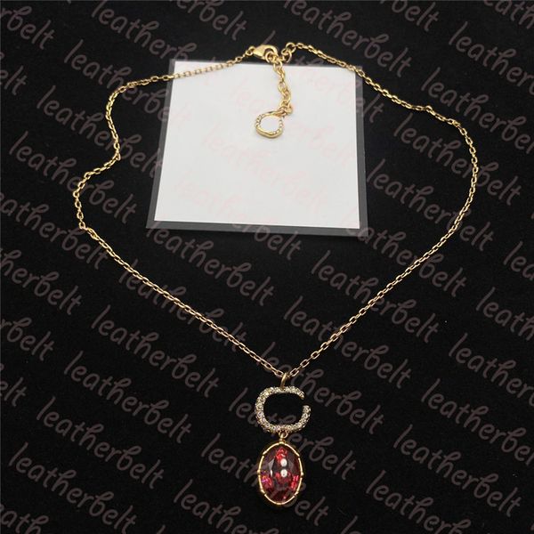 Collier pendentif rubis de luxe en diamant Double lettre pour femmes, collier de mariage en or, chaîne fine