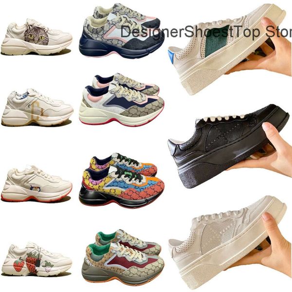 Diseñadores de lujo Zapatos casuales de alta calidad Zapatillas de deporte Zapatillas de deporte Red Green Stripe Star Plataforma Hombres Zapato casual Italia Cuero blanco Cuero con cordones Bordado Rayas