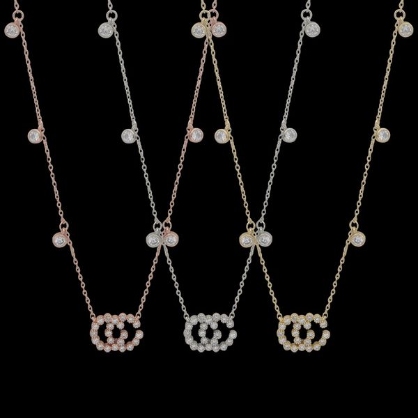 Luxe S925 original designer filles diamant G pendentif collier étrangleur femmes élégantes amour 18 carats rargent ose or rose graver chaîne bijoux de mariage de mode